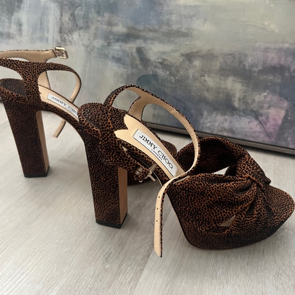Jimmy Choo Heloise Cheetah Platform Sandals - Picture 1 of 6